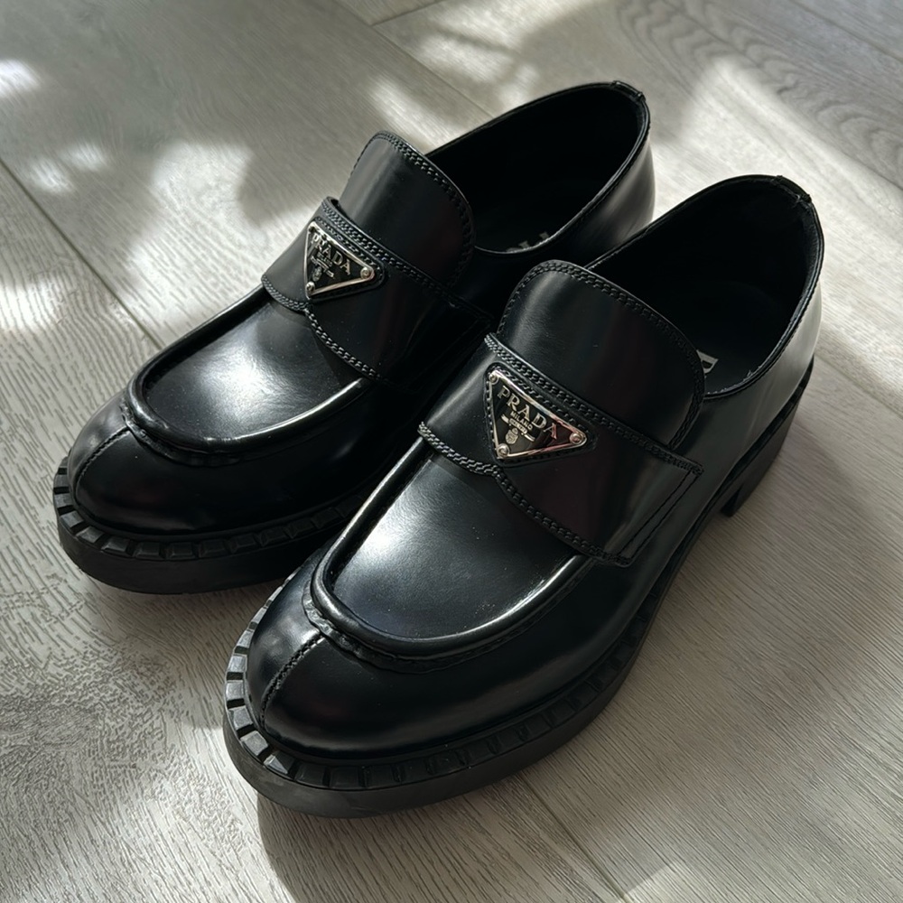 Prada Black Chocolate Brushed Loafers